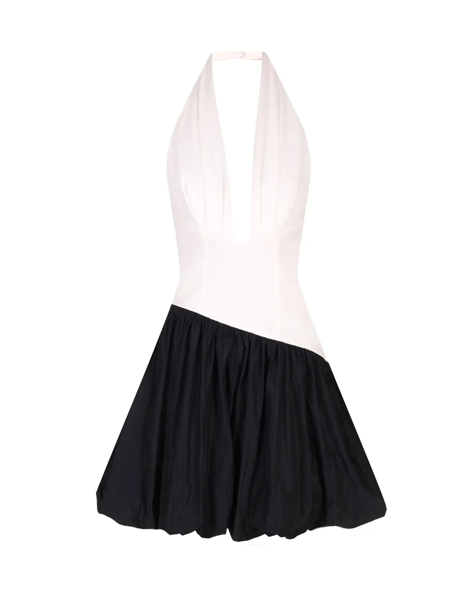 Платье-баллон с открытой спиной, Черно-белый