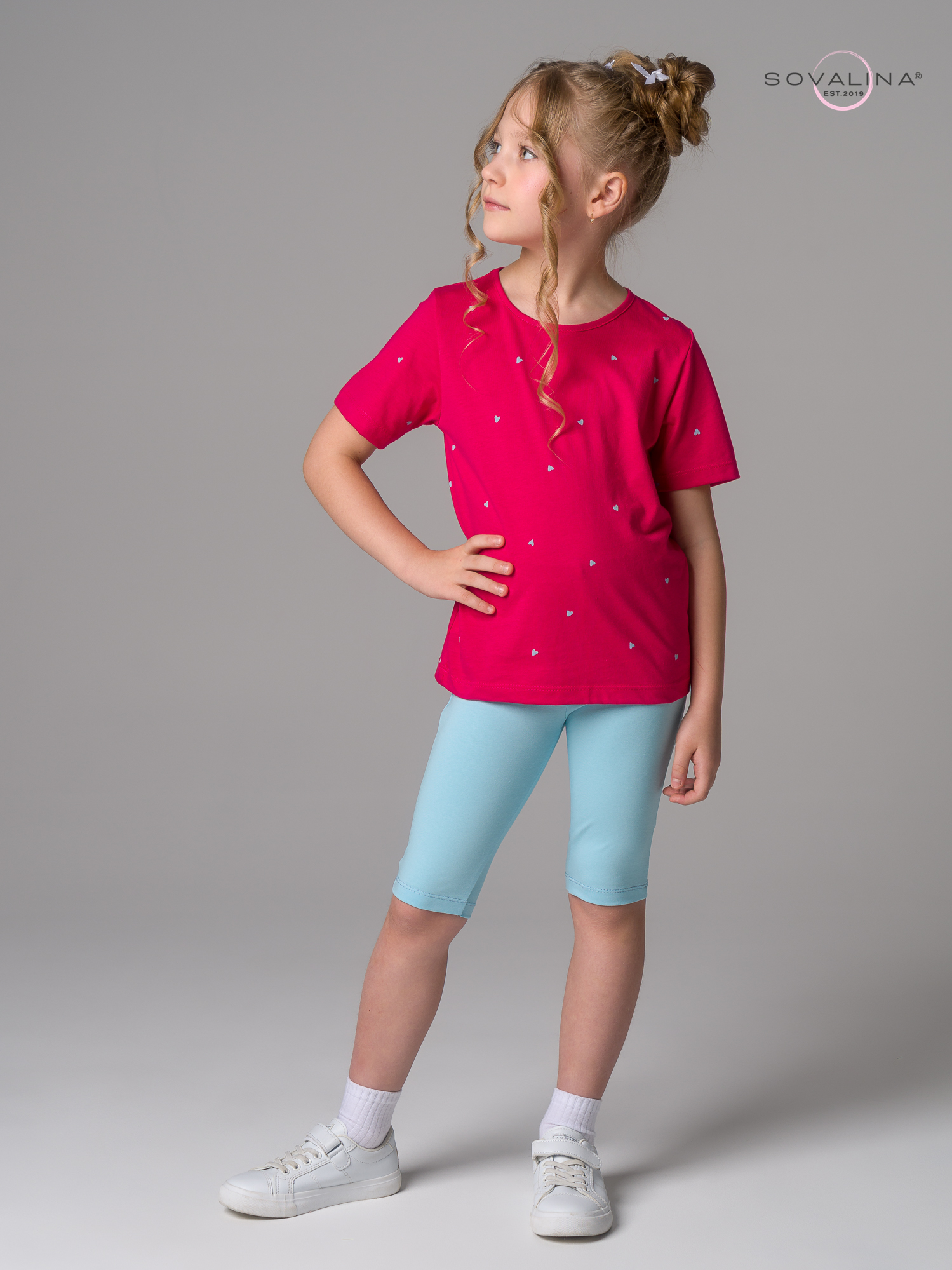 Костюм Актив сердечки малина-голубой