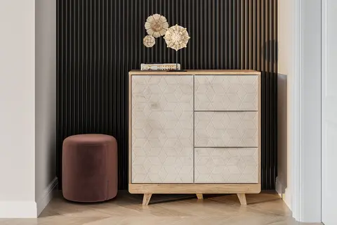 Комод Мегаполис КМ-12 дуб каньон / антик серебро F-04