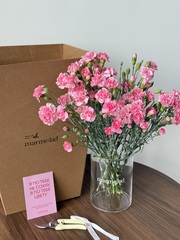 ЦВЕТОЧНЫЙ БОКС с кустовыми диантусами в розовом оттенке 15 шт