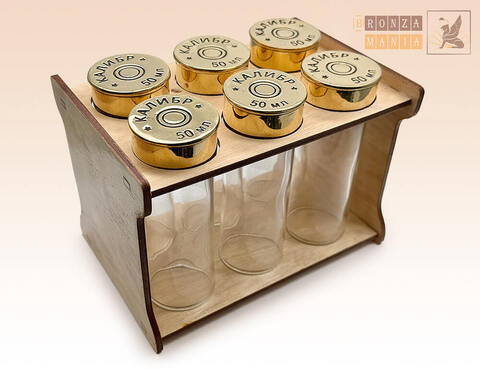 рюмка Калибр 50 мл. - набор 6 шт. в коробке-патронташе