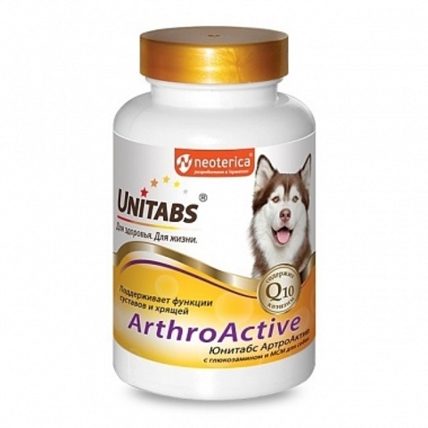 ЮНИТАБС Артроактив Q10 витамины для собак с глюкозамином и МСМ 100 таб.