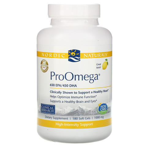 Nordic Naturals, ProOmega, со вкусом лимона, 1000 мг, 180 мягких желатиновых капсул