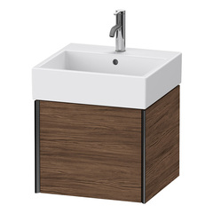 Duravit XViu Тумба подвесная 397x484x454мм, для раковины #235050, 1 ящик, цвет: walnut dark/черный матовый XV42330B221 фото