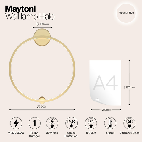 Настенный светильник Maytoni Halo MOD005WL-L22BSK1