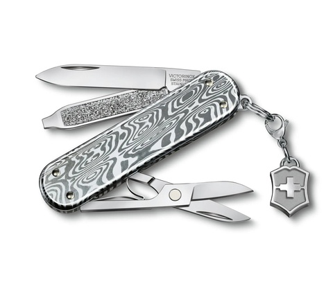 Нож-брелок Victorinox Classic CD Brilliant Damast, 58 mm, Silver (0.6221.34)