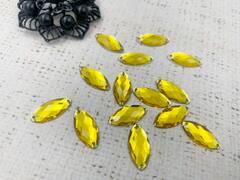 Стразы пришивные акрил, d 1,8х0,9 см, жёлтый