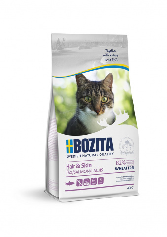 BOZITA Hair & Skin WF Salmon сухой корм для взрослых и растущих кошек для здоровой  кожи 400г