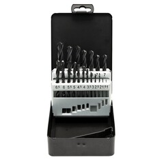 Набор сверл по металлу 1-10мм 19шт DIN338 HSS-R 118° (мет. кейс) Terrax by Ruko A205210