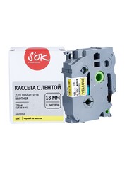 Кассета с лентой S'OK by Sakura Printing TZE641 для Brother P-Touch, черный на желтом, 18мм, 8м, наклейка