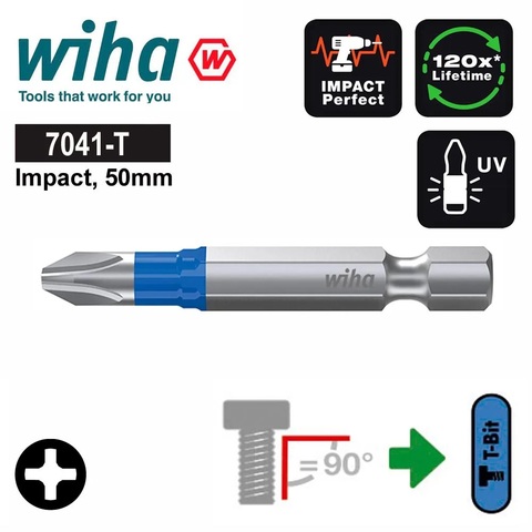 Бита PH1 х50мм Impact(ударная) T-Bit(lMetall) Wiha 7041T 41637