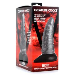 Серый фантазийный фаллоимитатор Beastly Tapered Bumpy Silicone Dildo - 21 см. - 