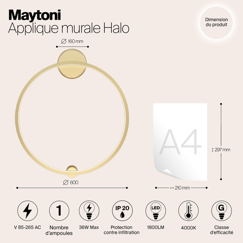 Настенный светильник Maytoni Halo MOD005WL-L22BSK1