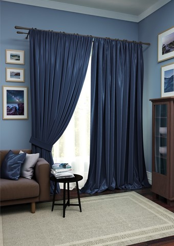 Комплект штор Авери с тюлем темно-синий
