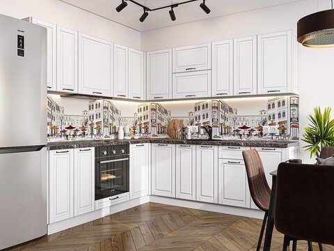 Угловая модульная кухня Дублин-02 Special White - Белый 2140*2200/2400*600
