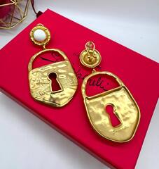 Серьги ЗАМОК длинные в стиле Schiaparelli