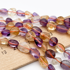 Аметист + "цитрин" бусины, галтовка, размер около 7-10 мм, цена за нить 38 см