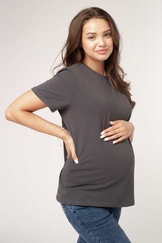 Футболка для беременных 18116 темно-серый