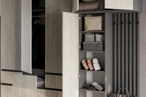 Шкаф 2-х створчатый Багира графит / крафт белый