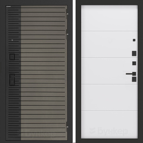 Входная металлическая дверь Бункер BN-15 Веллюто кофе / ФЛ - 649 Белый софт