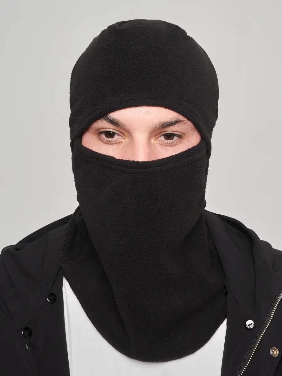Балаклава мужская женская флисовая черная теплая зимняя, шапка капюшон снуд баф спорт под шлем осень