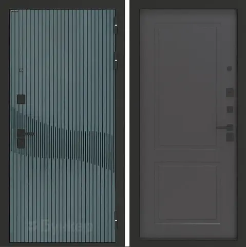 Входная металлическая дверь Бункер БН-13 Веллюто верде ФЛ - 609 Графит софт, без текстуры софт