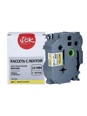 Кассета с лентой S'OK by Sakura Printing TZES651 для Brother P-Touch, черный на желтом, 24мм, 8м, наклейка