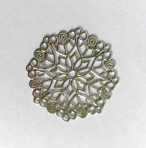 Филигрань металлическая круглая, 35 мм, цвет серебро