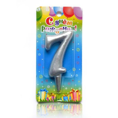 Свеча-цифра Серебряная "7"