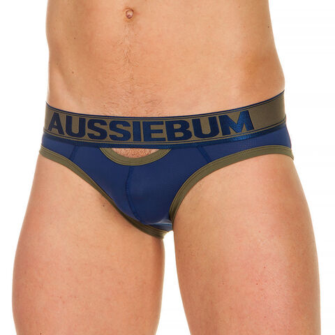 Мужские трусы слипы темно-синие с вырезами AussieBum