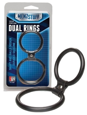 Чёрное двойное эрекционное кольцо Dual Rings Black - Dream Toys MenzStuff 20025