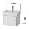 Duravit XViu Тумба подвесная 397x584x454мм, для раковины #235060, 1 ящик, цвет: белый глянцевый/champagne matt XV42340B122