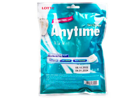 Леденцы Lotte со вкусом молока и мяты, 74г