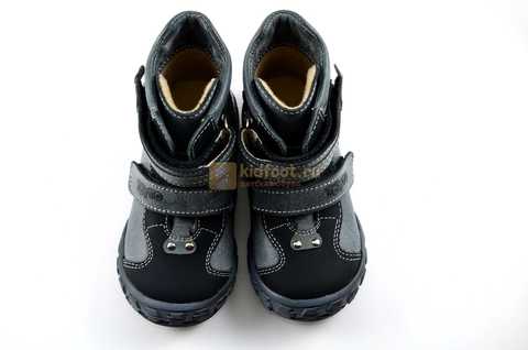 Ботинки Тотто из натуральной кожи демисезонные на байке для мальчиков, цвет черный. Изображение 8 из 10.