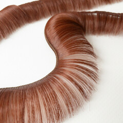 Волосы - трессы для кукол, короткие, для мальчика или челки, длина 4-5 см, ширина 100 см, цвет коричнево-каштановый, набор 2 шт.