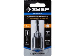 ЗУБР 14 мм, 60 мм, удлиненная, ударная бита с торцевой головкой, Профессионал (26377-14)