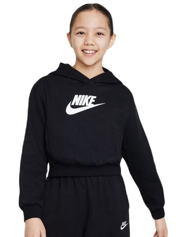 Детская теннисная толстовка Nike Sportswear Club Fleece Crop Hoodie - black/white