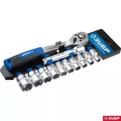 ЗУБР ТБ-12Б, 12 предм., (1/2?), набор торцовых, Профессионал (27647-H12)