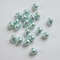 Хлопковый жемчуг, оттенок "Aqua", капля 16*20мм, сквозное отверстие
