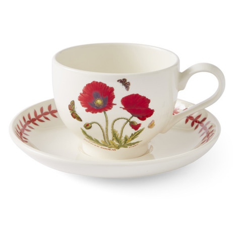 Чашка чайная с блюдцем Portmeirion Ботанический сад Летний луг Мак 260 мл, фаянс