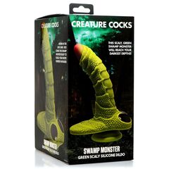 Фантазийный фаллоимитатор Swamp Monster Green Scaly Silicone Dildo - 23,9 см. - 
