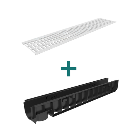 Комплект Gidrolica Standart: лоток ЛВ-10.14,5.13,5 + решетка РВ-10.13,6.100, кл. A15