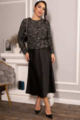 Костюм с атласной юбкой Лизетт (черный) К14677-10М LT Collection