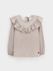 блузка  для девочки  КР 302177/бежевый,гусиная лапка к625
