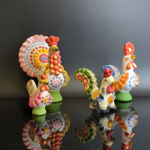 Набор из 4 индюков. Дымковсая игрушка Индюк 4 шт, шикарная ручная роспись,. Киров-Вятка, винтаж 1980-1990 гг