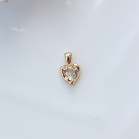 Подвеска Сердце с белым фианитом, 12*8 мм, позолота, П297
