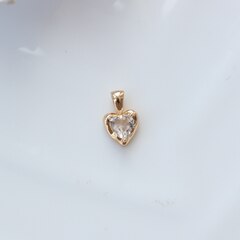 Подвеска Сердце с белым фианитом, 12*8 мм, позолота, П297