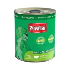 Четвероногий Гурман консервы для собак (мясное ассорти с рубцом) 340 г