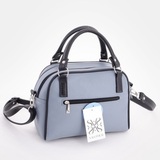 Сумка Саломея 269 гладкий серо-голубой + черный