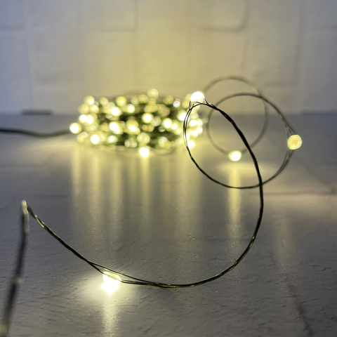 Гирлянда 1м String Light Капли Макро на зеленом проводе 100 ламп